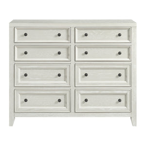 English Elm Wallace & Bay - Gypsum Whitewash 8-Drawer Dresser - Timeless Solid Wood Design With Elegant Storage Solution For Bedrooms B361P406174-GIGA