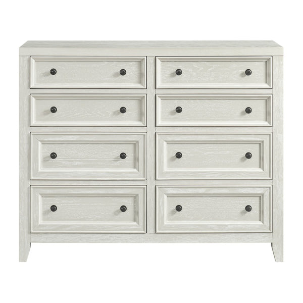 English Elm Wallace & Bay - Gypsum Whitewash 8-Drawer Dresser - Timeless Solid Wood Design With Elegant Storage Solution For Bedrooms B361P406174-GIGA