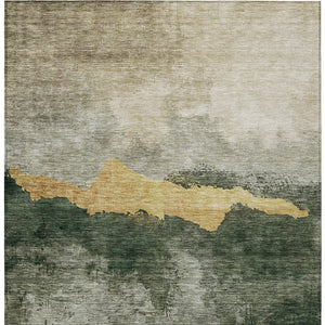 Homeroots 3' Stylish Blue Gray And Gold Abstract Washable Area Rug For Indoor And Outdoor Spaces, Durable Design 5' X 8' Polyester 603006