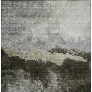 Homeroots 3' Stylish Blue Gray And Gold Abstract Washable Area Rug For Indoor And Outdoor Spaces, Durable Design 5' X 8' Polyester 603012