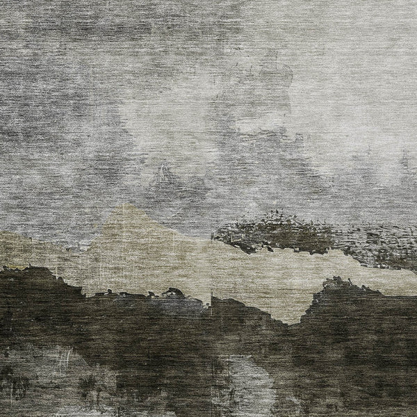 Homeroots 3' Stylish Blue Gray And Gold Abstract Washable Area Rug For Indoor And Outdoor Spaces, Durable Design 5' X 8' Polyester 603012