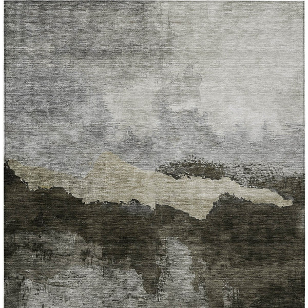 Homeroots 3' Stylish Blue Gray And Gold Abstract Washable Area Rug For Indoor And Outdoor Spaces, Durable Design 9' X 12' Polyester 603015