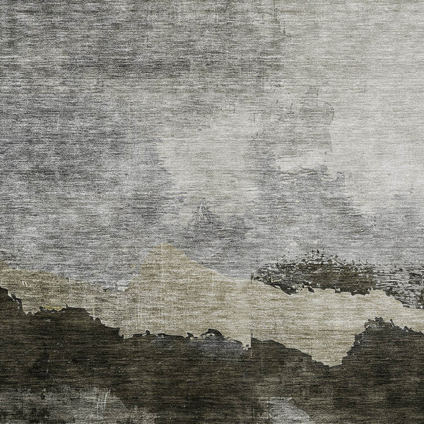 Homeroots 3' Stylish Blue Gray And Gold Abstract Washable Area Rug For Indoor And Outdoor Spaces, Durable Design 9' X 12' Polyester 603015