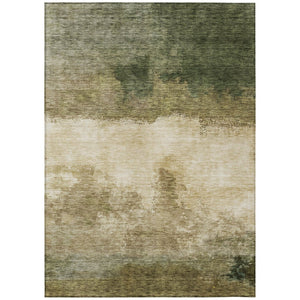 HomeRoots 5' Abstract Fern Green and Beige Indoor Outdoor Area Rug - Stylish, Durable, Washable Design for Any Space 5' X 8' 603018
