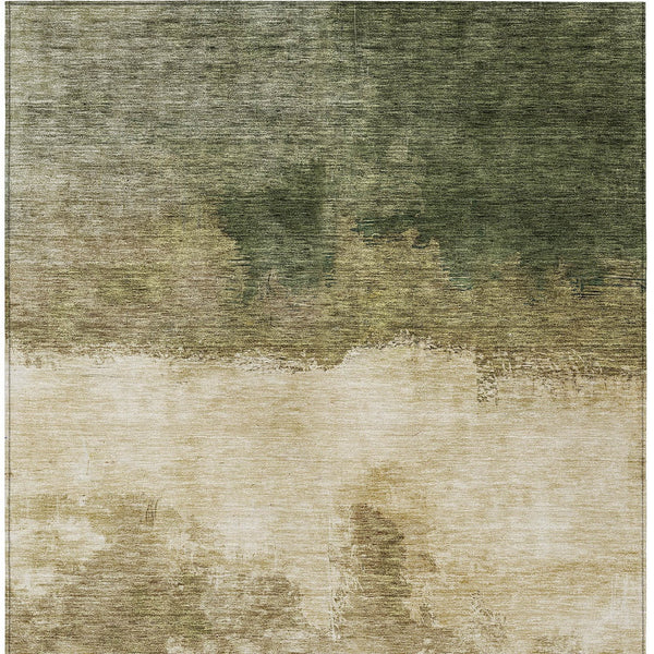 Homeroots 3' Enhance Your Space With A Stylish Fern Green & Beige Abstract Washable Indoor Outdoor Rug 8' X 10' Polyester 603020