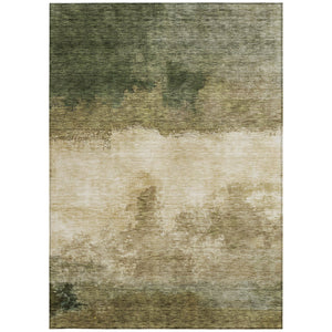Homeroots 3' Enhance Your Space With A Stylish Fern Green & Beige Abstract Washable Indoor Outdoor Rug 9' X 12' Polyester 603021