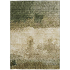 Homeroots 3' Enhance Your Space With A Stylish Fern Green & Beige Abstract Washable Indoor Outdoor Rug 10' X 14' Polyester 603022