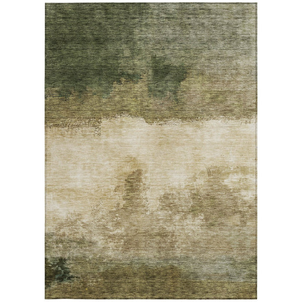 Homeroots 3' Enhance Your Space With A Stylish Fern Green & Beige Abstract Washable Indoor Outdoor Rug 10' X 14' Polyester 603022