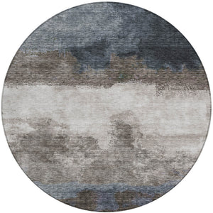 Homeroots 3' Enhance Your Space With A Stylish Fern Green & Beige Abstract Washable Indoor Outdoor Rug 8' Round Polyester 603025