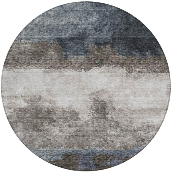 Homeroots 3' Enhance Your Space With A Stylish Fern Green & Beige Abstract Washable Indoor Outdoor Rug 8' Round Polyester 603025