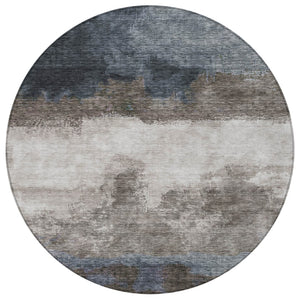 Homeroots 3' Enhance Your Space With A Stylish Fern Green & Beige Abstract Washable Indoor Outdoor Rug 8' Round Polyester 603025