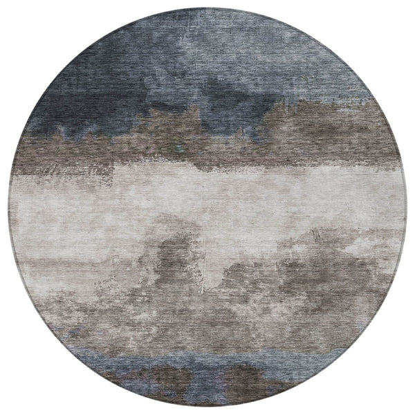 Homeroots 3' Enhance Your Space With A Stylish Fern Green & Beige Abstract Washable Indoor Outdoor Rug 8' Round Polyester 603025