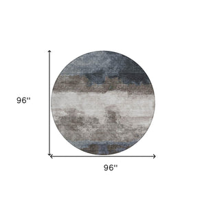 Homeroots 3' Enhance Your Space With A Stylish Fern Green & Beige Abstract Washable Indoor Outdoor Rug 8' Round Polyester 603025