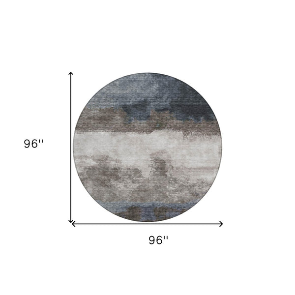 Homeroots 3' Enhance Your Space With A Stylish Fern Green & Beige Abstract Washable Indoor Outdoor Rug 8' Round Polyester 603025