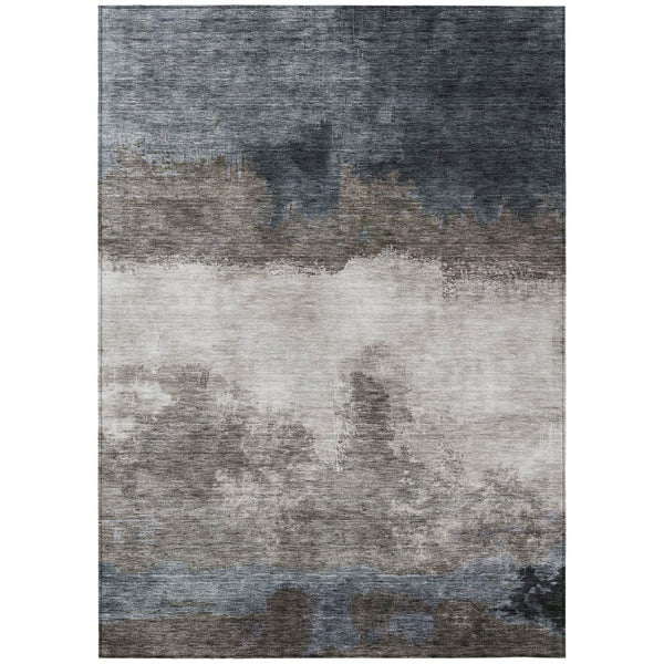 HomeRoots 5' Abstract Area Rug - Durable, Washable Indoor/Outdoor Design in Gray, Black & Brown Tones 8' X 10' 603026
