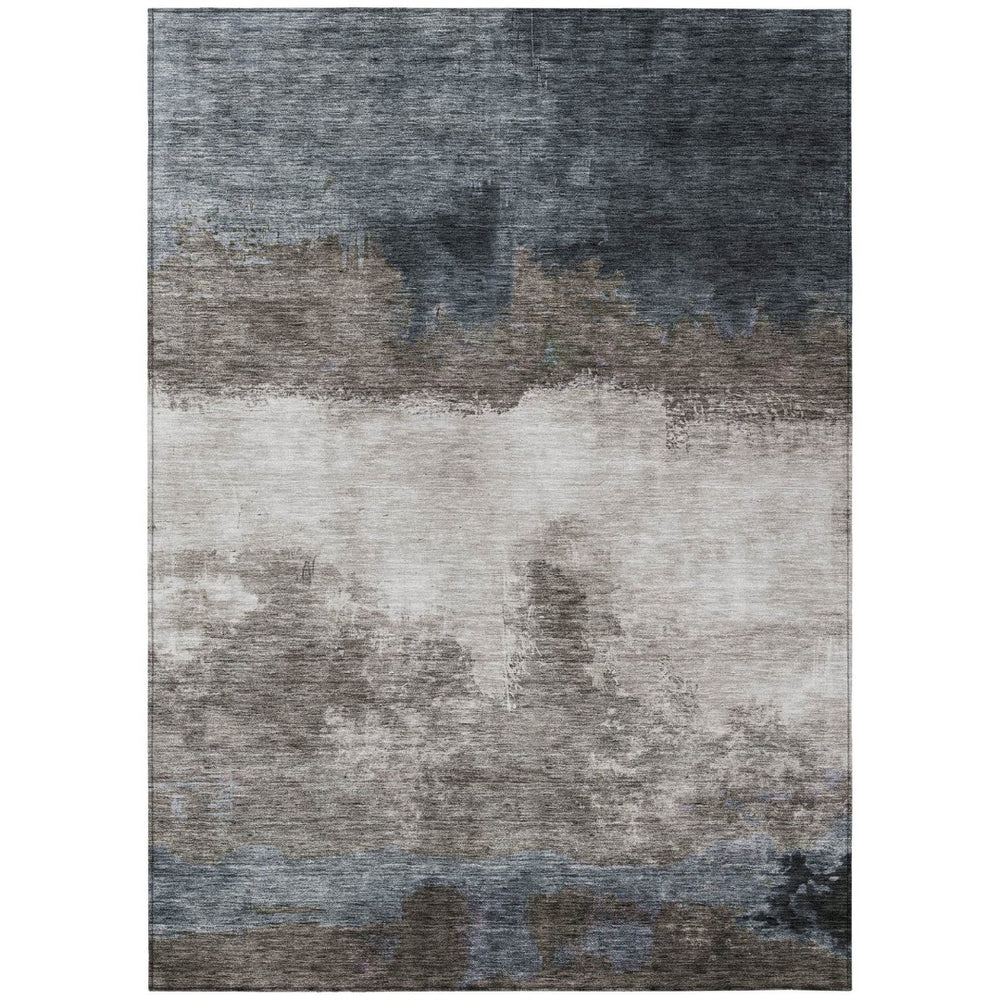 HomeRoots 9' X 12' Durable Abstract Area Rug in Gray, Black & Brown - Stylish Washable Indoor/Outdoor Accent 603027