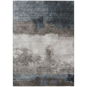 HomeRoots 9' X 12' Durable Abstract Area Rug in Gray, Black & Brown - Stylish Washable Indoor/Outdoor Accent 603027