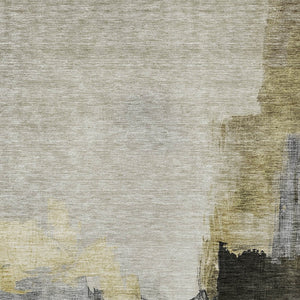 Homeroots 3' Khaki Light Green And Black Abstract Washable Area Rug For Indoor And Outdoor Spaces 3' X 5' Polyester 603029