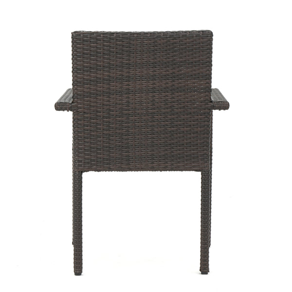 English Elm Christopher Knight Home® - SAN Rattan Dining Chair with Cushion – Weather-Resistant Wicker, Stackable, No-Assembly, Modern Patio Seating Brown Multi 60303.00CMBN
