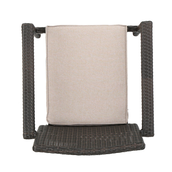 English Elm Christopher Knight Home® - SAN Rattan Dining Chair with Cushion – Weather-Resistant Wicker, Stackable, No-Assembly, Modern Patio Seating Brown Multi 60303.00CMBN