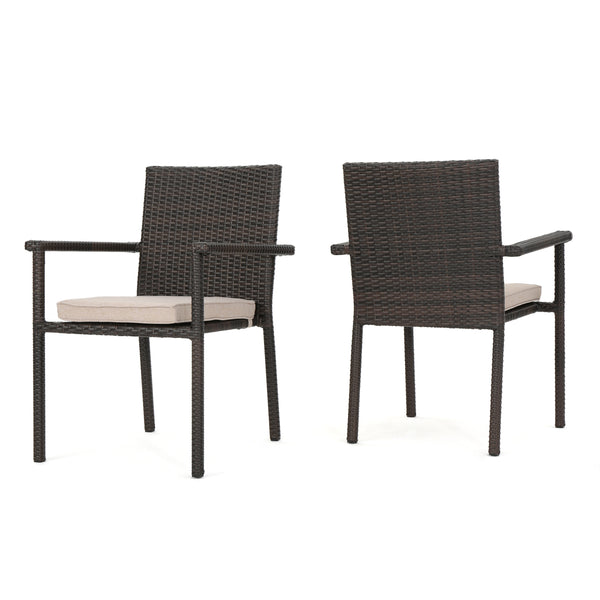 English Elm Christopher Knight Home® - 60303.00Cmbn(2Pcs) - Stylish Brown Stackable Armchairs For Indoor & Outdoor Dining, Weather-Resistant N762P603032D