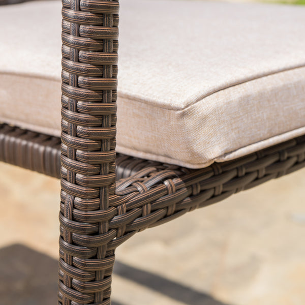 English Elm Christopher Knight Home® - SAN Rattan Dining Chair with Cushion – Weather-Resistant Wicker, Stackable, No-Assembly, Modern Patio Seating Brown Multi 60303.00CMBN