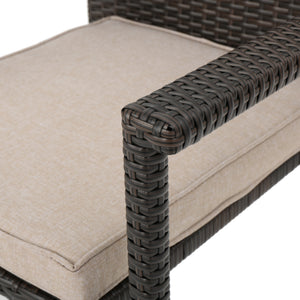 English Elm Christopher Knight Home® - SAN Rattan Dining Chair with Cushion – Weather-Resistant Wicker, Stackable, No-Assembly, Modern Patio Seating Brown Multi 60303.00CMBN