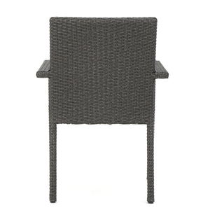 English Elm Christopher Knight Home® - SAN Rattan Dining Chair with Cushion – Weather-Resistant Wicker, Stackable, No-Assembly, Modern Patio Seating Grey 60303.00C