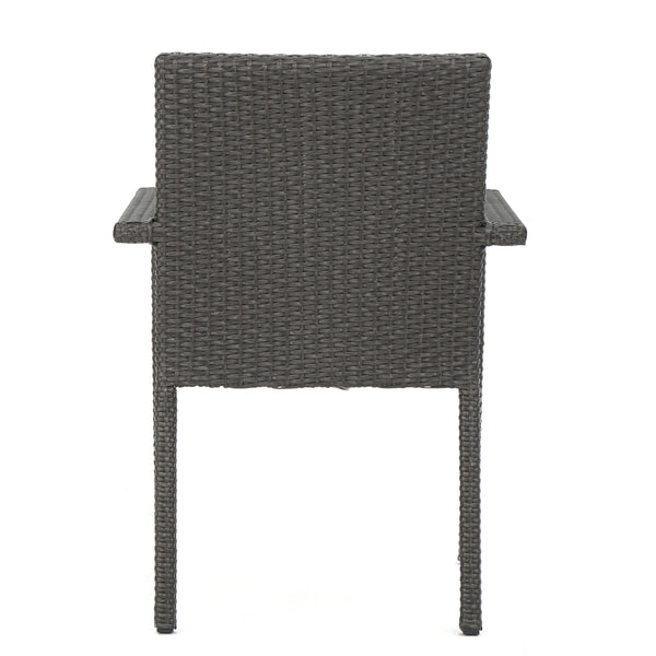 English Elm Christopher Knight Home® - SAN Rattan Dining Chair with Cushion – Weather-Resistant Wicker, Stackable, No-Assembly, Modern Patio Seating Grey 60303.00C