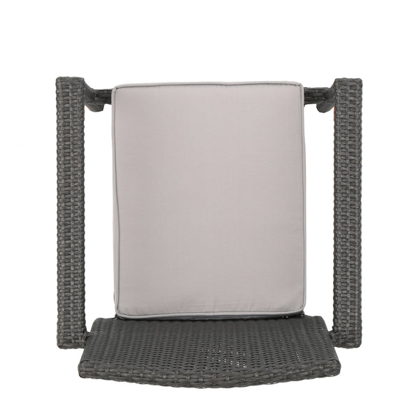 English Elm Christopher Knight Home® - SAN Rattan Dining Chair with Cushion – Weather-Resistant Wicker, Stackable, No-Assembly, Modern Patio Seating Grey 60303.00C