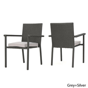 English Elm Christopher Knight Home® - 60303.00C(3Pcs) - Stylish Grey Pe Rattan Stackable Chairs For Outdoor Dining & Patio Comfort N762P603033E