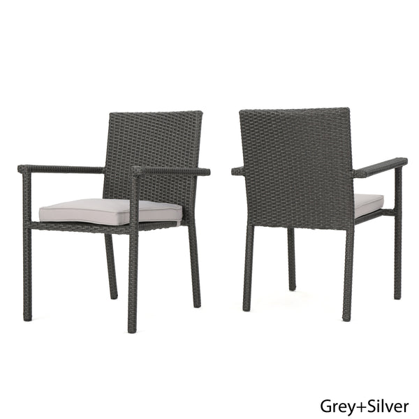 English Elm Christopher Knight Home® - 60303.00C(3Pcs) - Stylish Grey Pe Rattan Stackable Chairs For Outdoor Dining & Patio Comfort N762P603033E