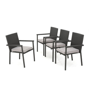 English Elm Christopher Knight Home® - SAN Rattan Dining Chair with Cushion – Weather-Resistant Wicker, Stackable, No-Assembly, Modern Patio Seating Grey 60303.00C