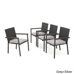 English Elm Christopher Knight Home® - SAN Rattan Dining Chair with Cushion – Weather-Resistant Wicker, Stackable, No-Assembly, Modern Patio Seating Grey 60303.00C