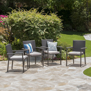 English Elm Christopher Knight Home® - 60303.00C(2Pcs) - Modern Grey Pe Rattan Dining Chairs, Weather-Resistant, Stackable & Stylish Seating N762P603032E