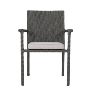 English Elm Christopher Knight Home® - SAN Rattan Dining Chair with Cushion – Weather-Resistant Wicker, Stackable, No-Assembly, Modern Patio Seating Grey 60303.00C