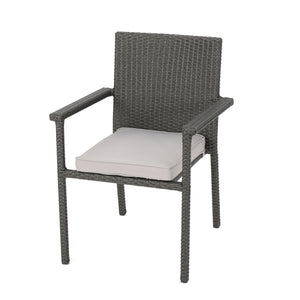 English Elm Christopher Knight Home® - SAN Rattan Dining Chair with Cushion – Weather-Resistant Wicker, Stackable, No-Assembly, Modern Patio Seating Grey 60303.00C