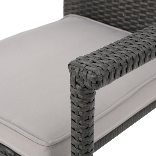 English Elm Christopher Knight Home® - SAN Rattan Dining Chair with Cushion – Weather-Resistant Wicker, Stackable, No-Assembly, Modern Patio Seating Grey 60303.00C