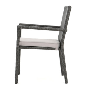 English Elm Christopher Knight Home® - SAN Rattan Dining Chair with Cushion – Weather-Resistant Wicker, Stackable, No-Assembly, Modern Patio Seating Grey 60303.00C