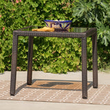 Christopher Knight Home® - Noble House - San Pico Outdoor Square Multibrown Wicker Dining Table with Tempered Glass Top