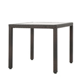 Christopher Knight Home® - Noble House - San Pico Outdoor Square Multibrown Wicker Dining Table with Tempered Glass Top