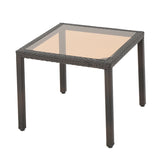 Christopher Knight Home® - Noble House - San Pico Outdoor Square Multibrown Wicker Dining Table with Tempered Glass Top