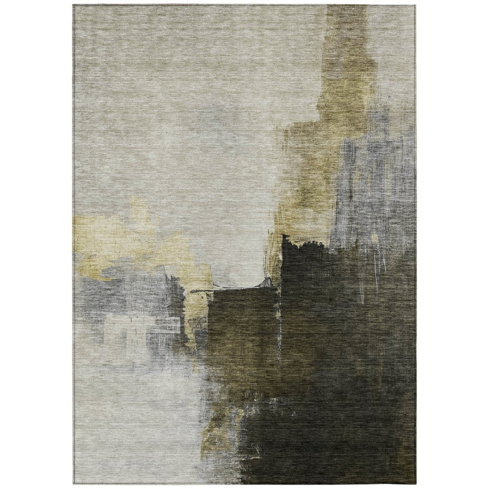 HomeRoots 9' Contemporary Washable Area Rug in Khaki, Light Green & Black - Durable, Stylish for Indoors & Outdoors 603033