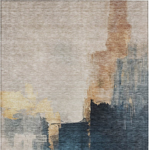 Homeroots 3' Khaki Light Green And Black Abstract Washable Area Rug For Indoor And Outdoor Spaces 3' X 5' Polyester 603035