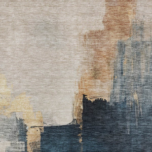 Homeroots 3' Khaki Light Green And Black Abstract Washable Area Rug For Indoor And Outdoor Spaces 3' X 5' Polyester 603035