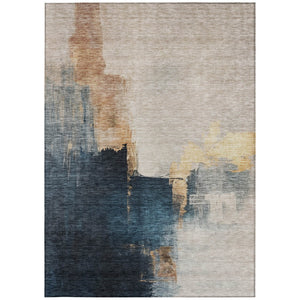 Homeroots 3' Khaki Light Green And Black Abstract Washable Area Rug For Indoor And Outdoor Spaces 5' X 8' Polyester 603036