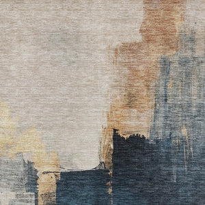 Homeroots 3' Khaki Light Green And Black Abstract Washable Area Rug For Indoor And Outdoor Spaces 9' X 12' Polyester 603039