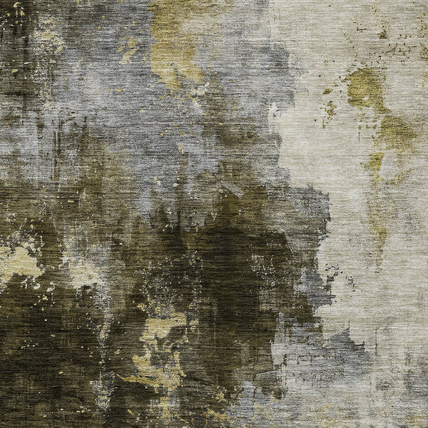 Homeroots 3' Washable Abstract Indoor Outdoor Area Rug In Brown, Light Gray & Black – Stylish & Durable Design 3' X 5' Polyester 603041