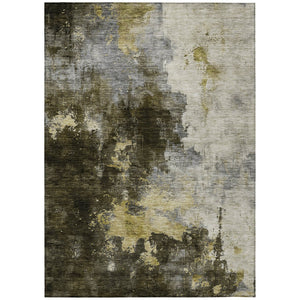 HomeRoots 5' Abstract Area Rug in Brown, Light Gray & Black - Washable, Durable, Stylish for Indoor & Outdoor Use 5' X 8' 603042