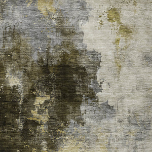 Homeroots 3' Washable Abstract Indoor Outdoor Area Rug In Brown, Light Gray & Black – Stylish & Durable Design 5' X 8' Polyester 603042